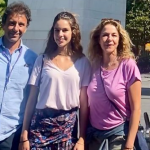 Claudia Gerini e Alessandro Enginoli con la figlia Rosa a New York. L'Università sta per iniziare